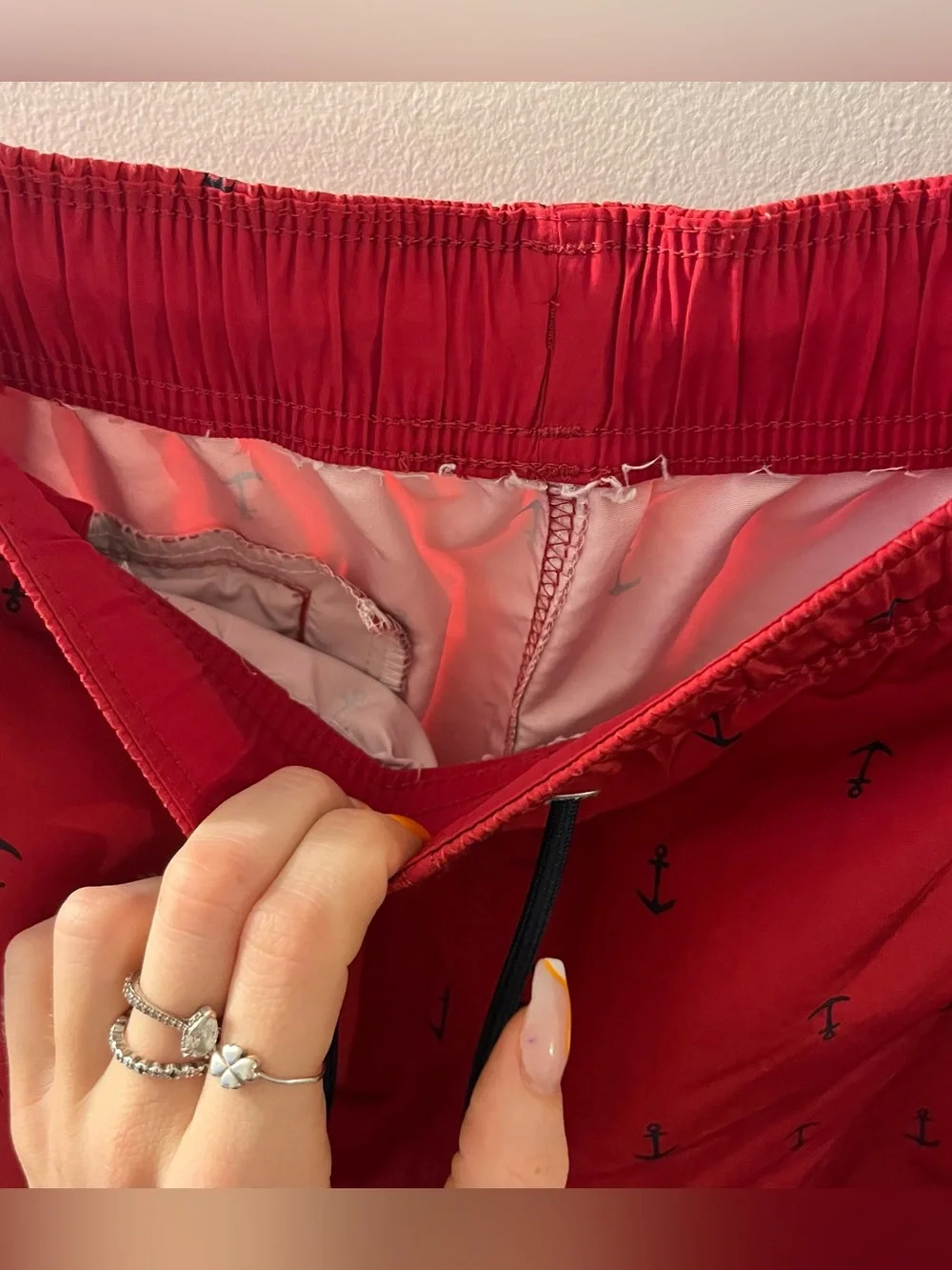 Nautica Red Swim Trunks Bathing Suit Bottoms